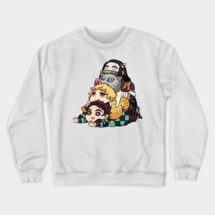 Tanjiro, Nezuko, Zenitsu, Inosuke Chibi Crewneck Sweatshirt